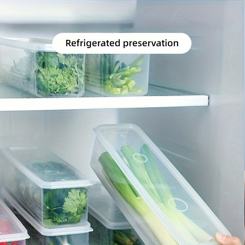 Kitchen Essential – [BPA-Free Food Storage] 4pcs BPA-Free Plastic Food Storage Container With Lid And Reusable Rectangular Refrigerator Finisher, Used For Onion, Coriander, Coriander, Garlic