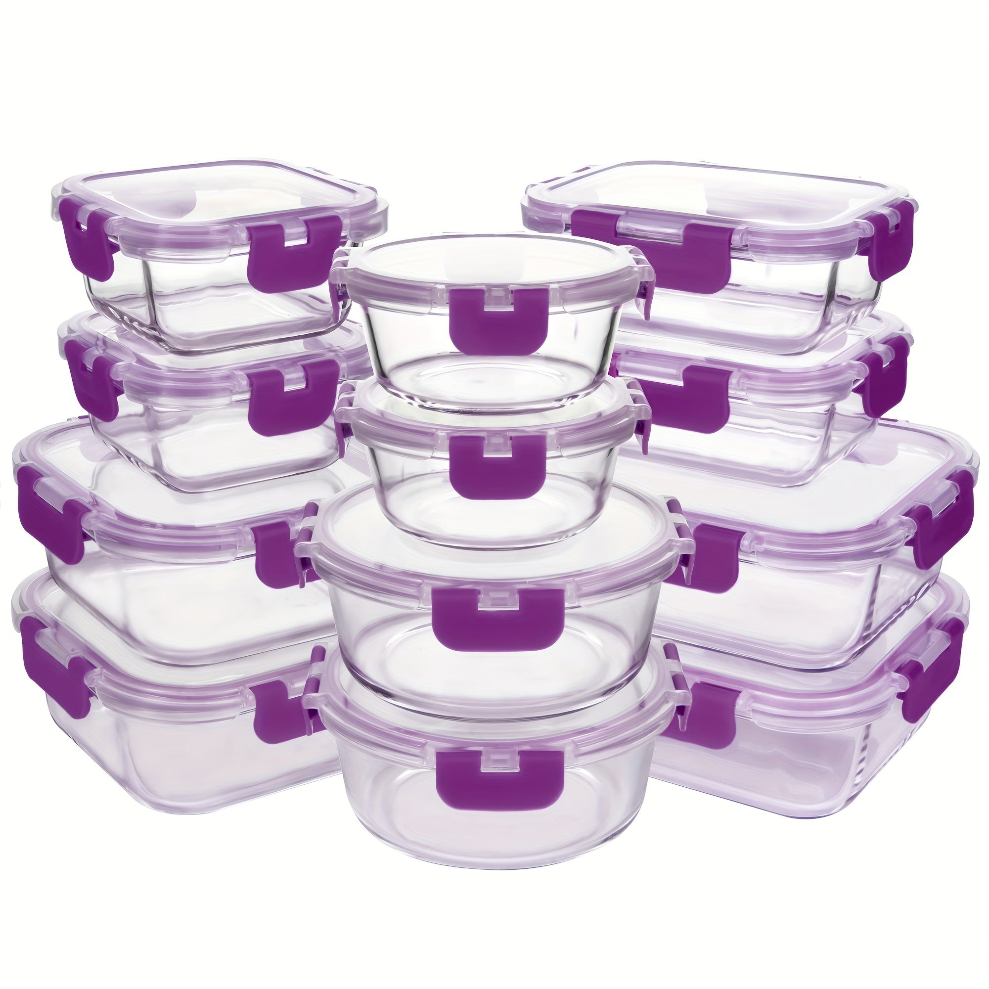 Food Storage Containers – leak-resistant reusable meal prep, 24pcs 12 Lids 12 Glass Bowl Borosilicate Glass