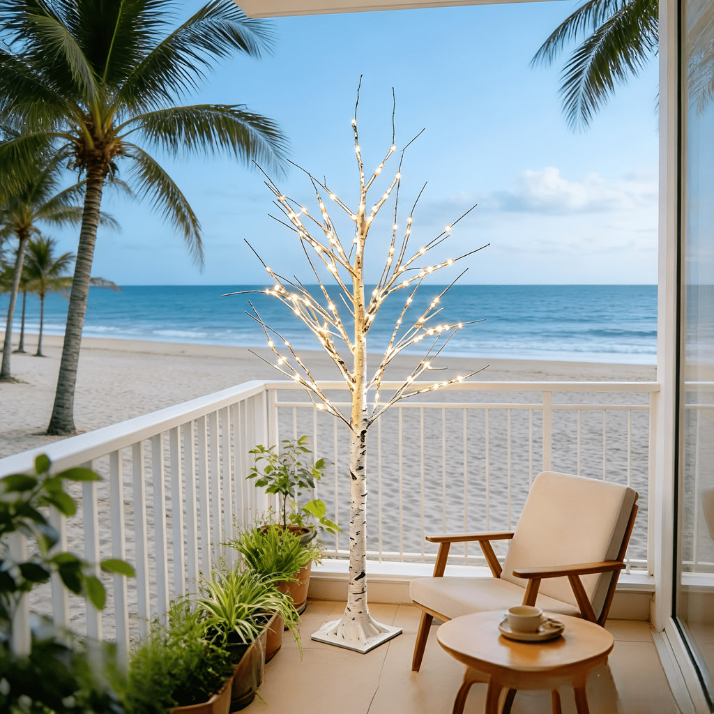 Ambient Home Decor – 5-foot LED Birch Tree Light, Artificial Tree, Equipped with 78 Warm White LED Lights, Dimmable, Timer, USB Power Supply, Indoor And Outdoor Home Decoration, Outdoor Floo