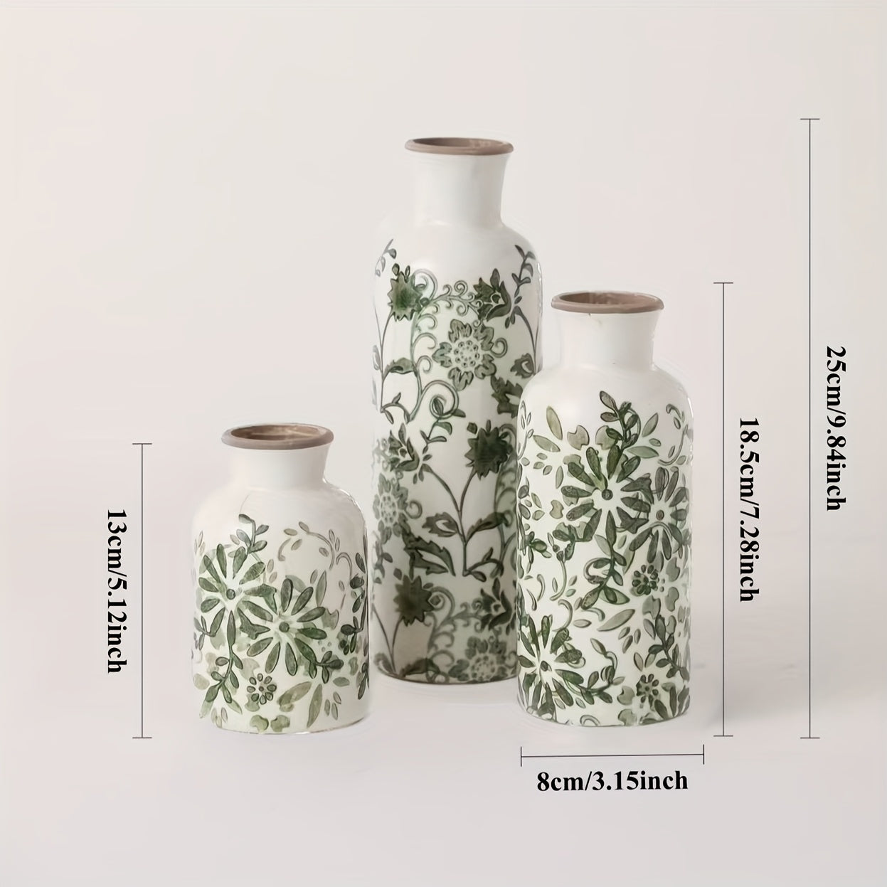 Versatile Ceramic Flower Vase – tabletop floral display and modern home decor, Hand Painted Green Floral Ceramic Vase Multiple Sizes Available Sold Separately Nordic, designed for American homes and practical gifting