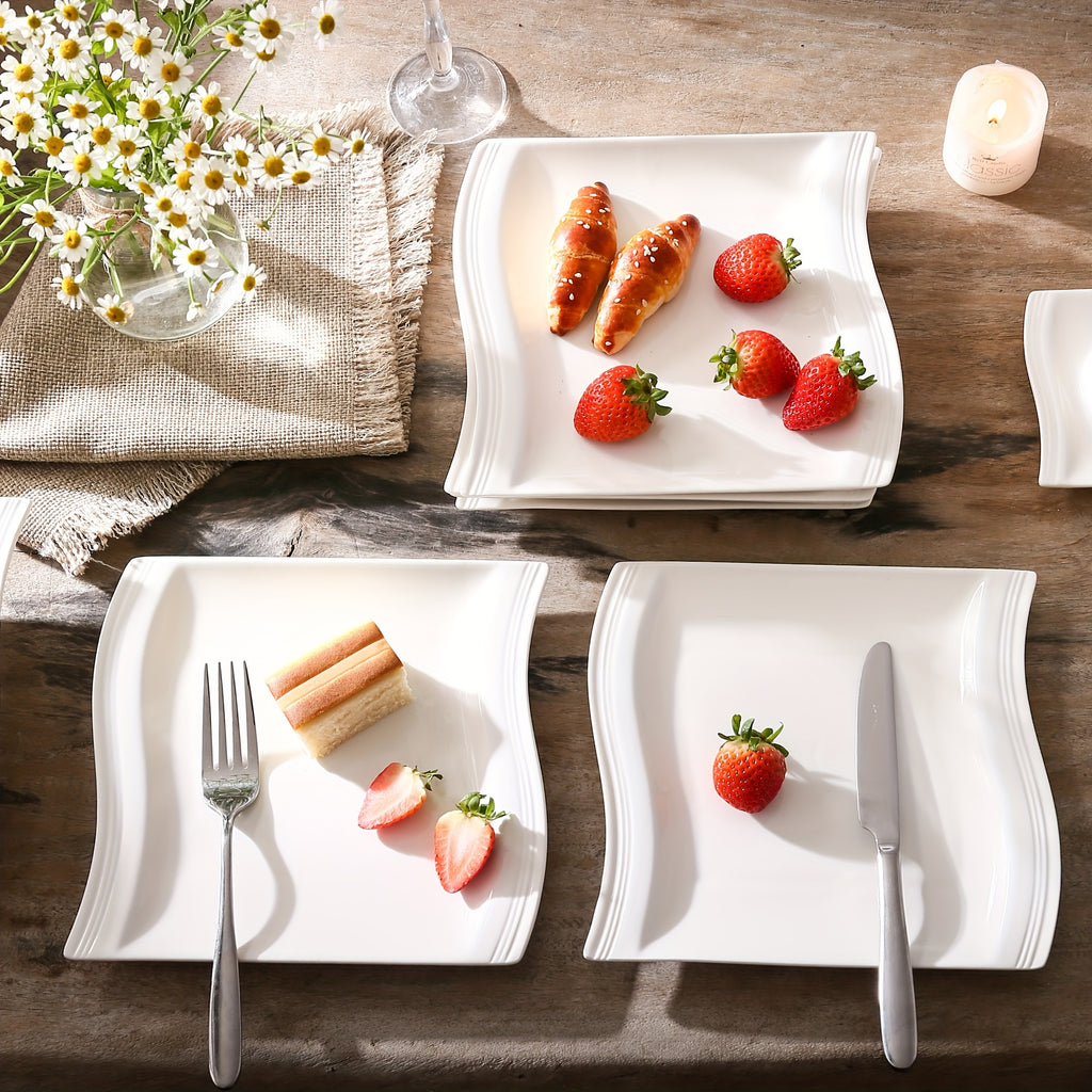 Compact 18pcs Reusable Drinkware Set – easy-access beverage storage, Small Plates Cups And Saucers Set 18pcs Square Plate Set For 6 Porcelain Dish, designed for American homes, daily convenience and practical gifting