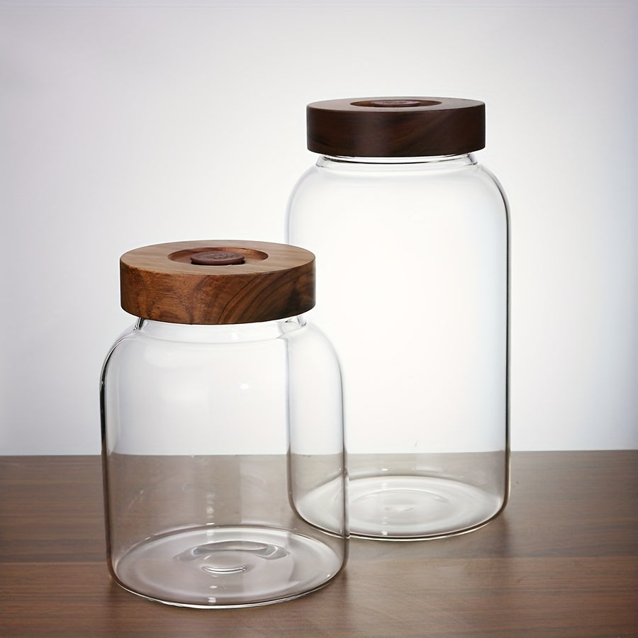 Easy-Access 1pc Airtight Storage Jar Set – clear reusable pantry storage, 1pc Large Capacity Glass Fermentation Jar with Flip-Top Lid Microwave Safe Reusable Round Container, designed for American homes, daily convenience and practical gifting