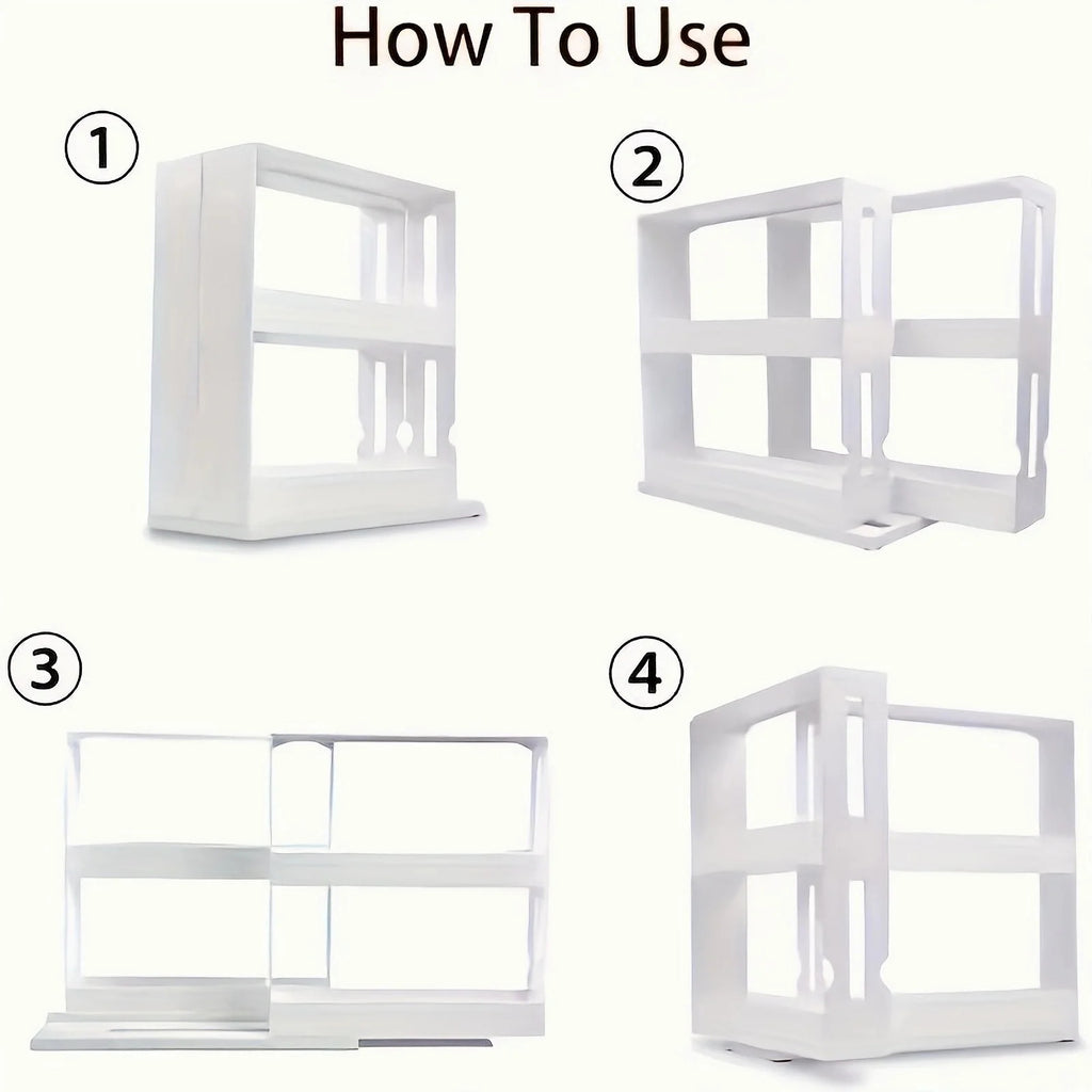 1 Double-Layer Shelf-Non-Slip Base Space-Saving Double-Layer Rotating Spice Rack -Made of Odorless Plastic, Suitable for Storing Essentials in The Kitchen And Bathroom. Spice Organizers And Storage