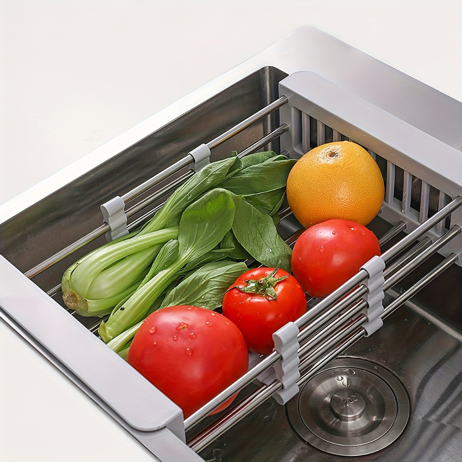Home Living Essential – Stainless Steel Retractable Drainage Basket, Kitchen Sink, Fruit And Vegetable Bas