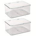 2-6pcs Large Stackable Storage Boxes, Transparent Plastic Storage Box with Lid, Home Office Additions Organizer, for Kitchen Food, Cosmetics, Makeup, Office Additions, Stationery, Desk & Drawer Organizer for Home Storage