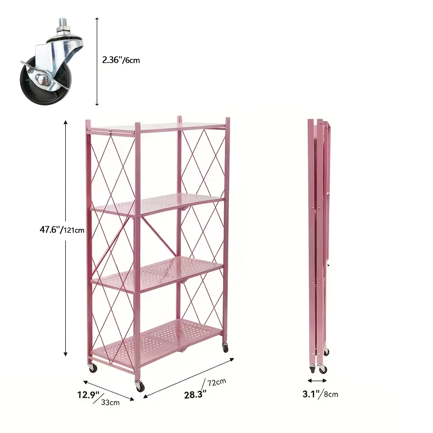 Storage Rack – 5 4 3-Tier Heavy-Duty Folding Storage Rack With Wheels - Portable Multi-Layer