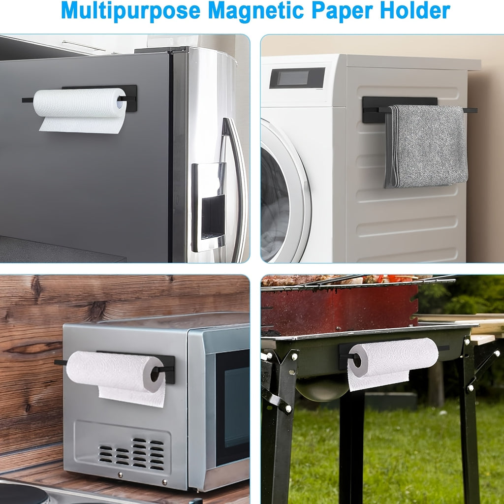 2/3/5pcs Multifunctional Magnetic Refrigerator Spice Organizer Set, Magnetic Kitchen Paper Towel Holder, Magnetic Refrigerator Kitchen, Space Saving Design, Hole-Free Design, Kitchen Accessories, Home Decoration, Utility Shelves