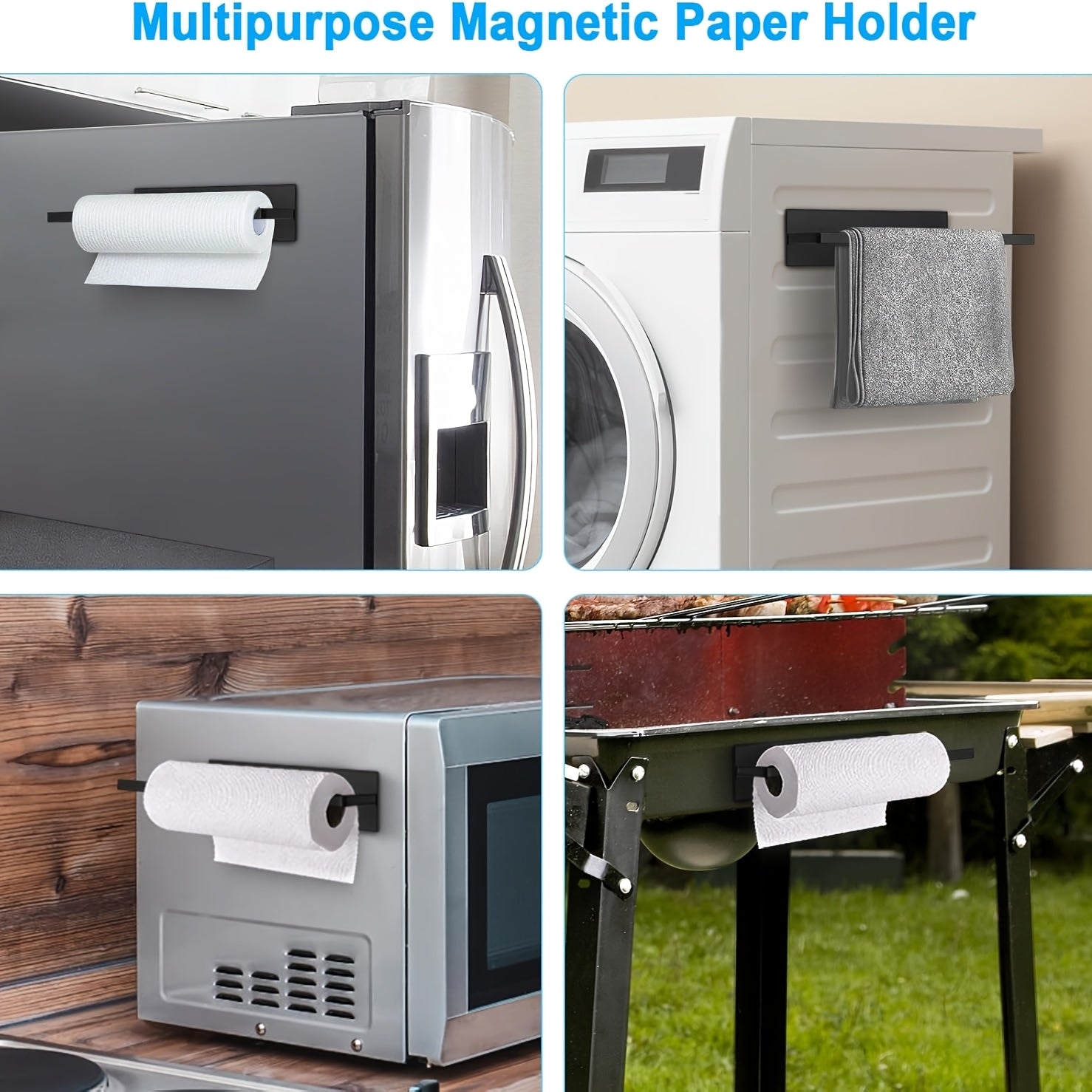 2/3/5pcs Multifunctional Magnetic Refrigerator Spice Organizer Set, Magnetic Kitchen Paper Towel Holder, Magnetic Refrigerator Kitchen, Space Saving Design, Hole-Free Design, Kitchen Accessories, Home Decoration, Utility Shelves
