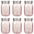 Amzcku 16oz Rose Pink Mason Jars with Lids, 6 Pack Regular Mouth Pint Canning Jar, Safe for Storage, Canning, Pickling, Preserving, Fermenting, DIY Crafts & Decor