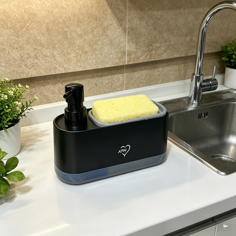 Compact Home Storage Organizer – space-saving everyday organization, High-End Versatile Kitchen Soap Dispenser Push-Activated Dish Soap Dispenser with Sponge Holder 2-In-1 Kitchen, designed for American homes, daily convenience and practical gifting