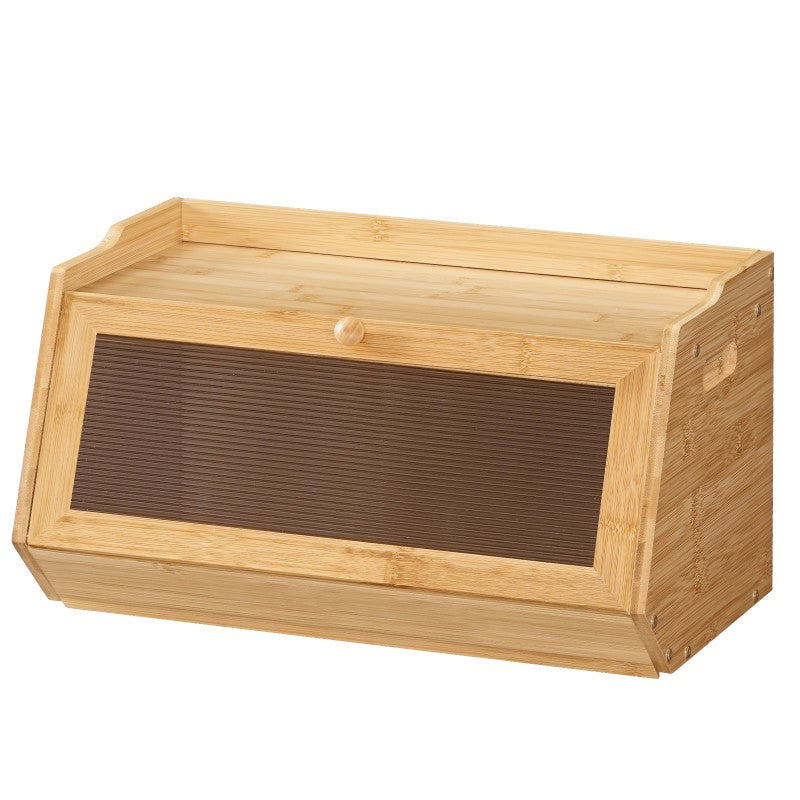 Space-Saving Countertop Bread Storage Box – fresh-bread countertop organization, Large Bamboo Bread Box with Acrylic Window Drop-Down Door - Farmhouse Kitchen Storage Cabinet, designed for American homes, daily convenience and practical gifting