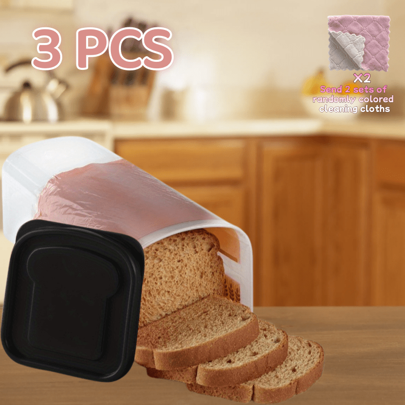 Versatile 3pcs Countertop Bread Storage Box – fresh-bread countertop organization, 3pcs Bread Box Fresh Toast Storage Container with Leak-proof Lid Large-capacity Stackable Bread Storage, designed for American homes, daily convenience and practical g