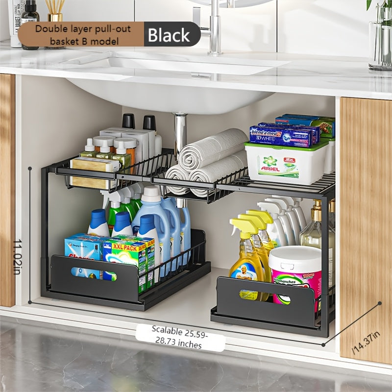 Storage Rack – Space-Saving 2 Tier Adjustable Home Storage Rack – durable multi-purpose storage,