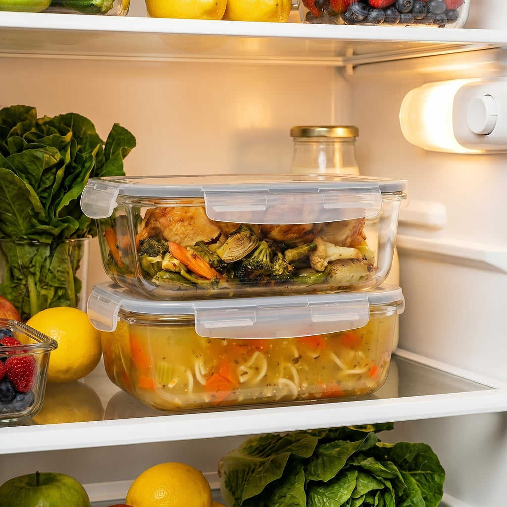 1860Ml/ 63Oz Large Glass Storage Containers with Lids, 2Pack Food & Dish Transport-Bus Tubs, Meal Prep Food Container Set with Snap Airtight Lid, Leak Proof, for Food Storage And Transportation