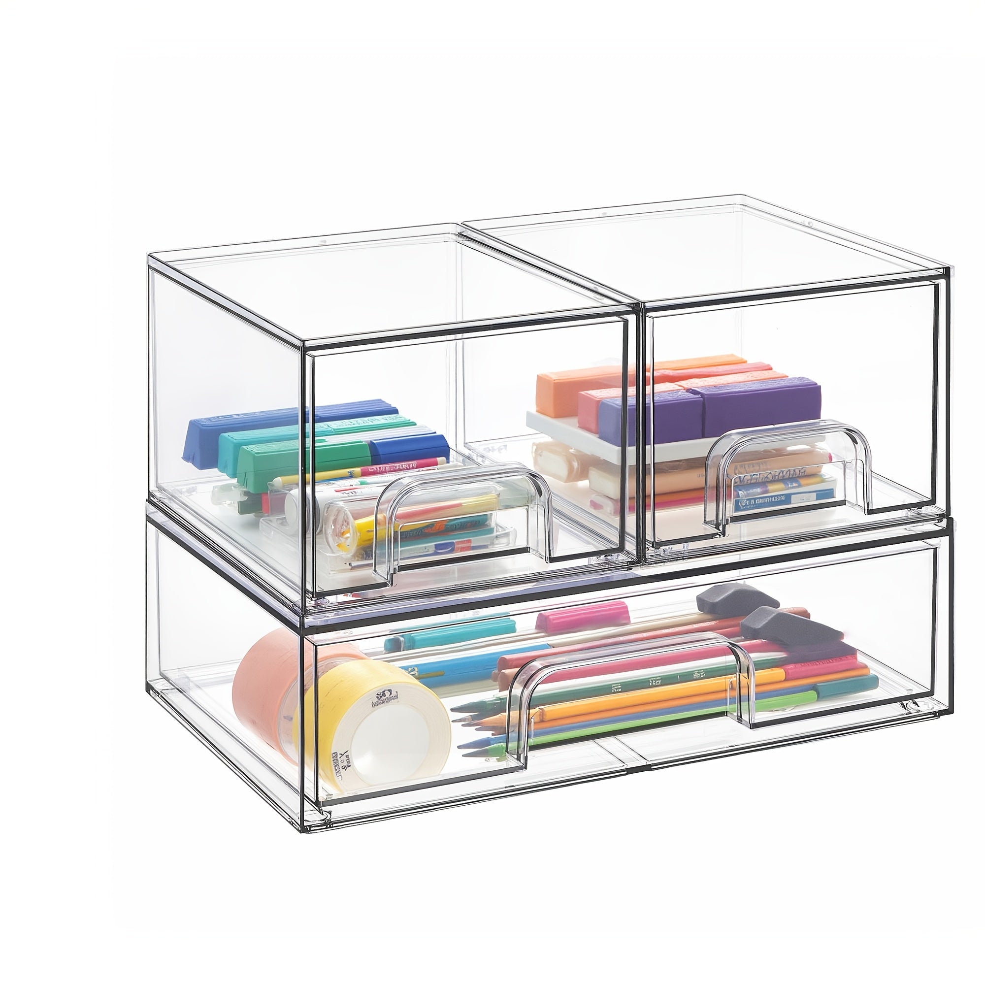 Premium Pull-Out Cabinet Organizer – smooth-access cabinet organization, Clear Stackable Plastic Organizer Bins for Makeup Cosmetics Beauty Supplies Great for Vanity Bathroom, designed for American homes, daily convenience and practical gifting