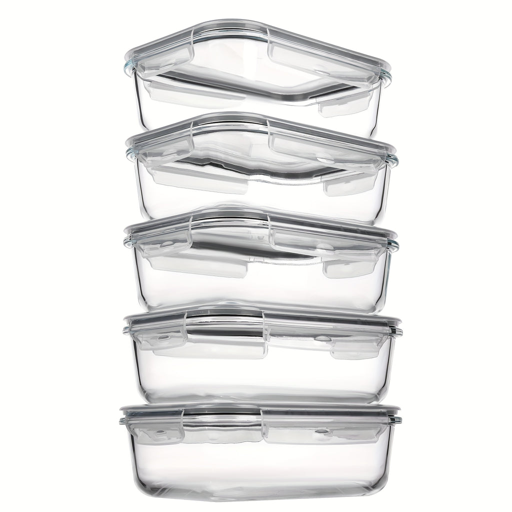Compact 5 Pack Glass Meal Prep Container Set – leak-resistant reusable meal prep, 5 Pack 35oz Glass Food Storage Containers with Lids Airtight Reusable Lunch Preservation Box, designed for American homes, daily convenience and practical gifting