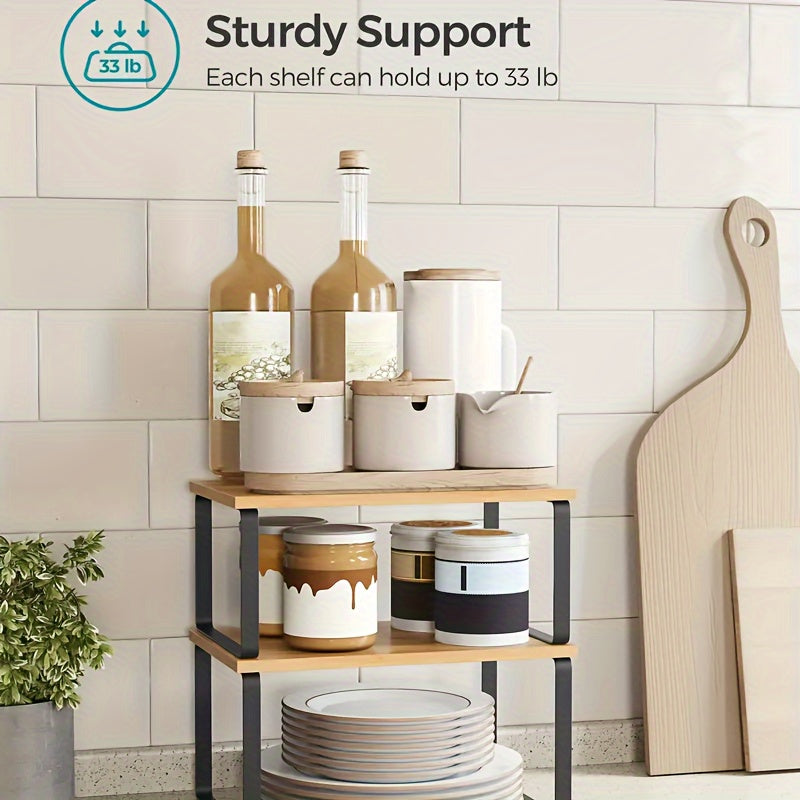 Premium Adjustable Home Storage Rack – durable multi-purpose storage, Set of Two Adjustable And Stackable Shelf Organizers - Versatile Wooden Storage Rack for, designed for American homes, daily convenience and practical gifting