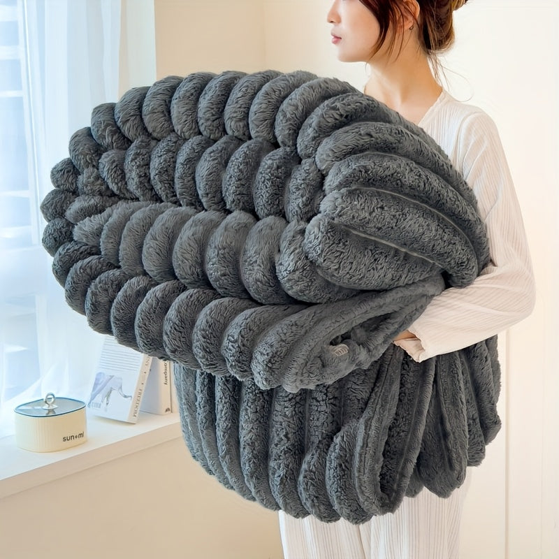 Ultra-Soft Thick Fleece Blanket | Multi-Color, 3D Faux Rabbit Fur, Double-Sided, Ideal for All Seasons, Home, Office, Travel, Camping, Gift for All Occasions