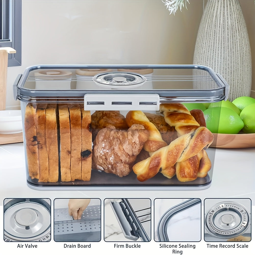 1pc Sealed Bread Storage Containers - Bread Boxes, Portable And Leak Proof Food Sealers with Date Recording Device, for Bread, Toast, Fruits And Vegetables, Kitchen Organizers And Storage, Kitchen Tools
