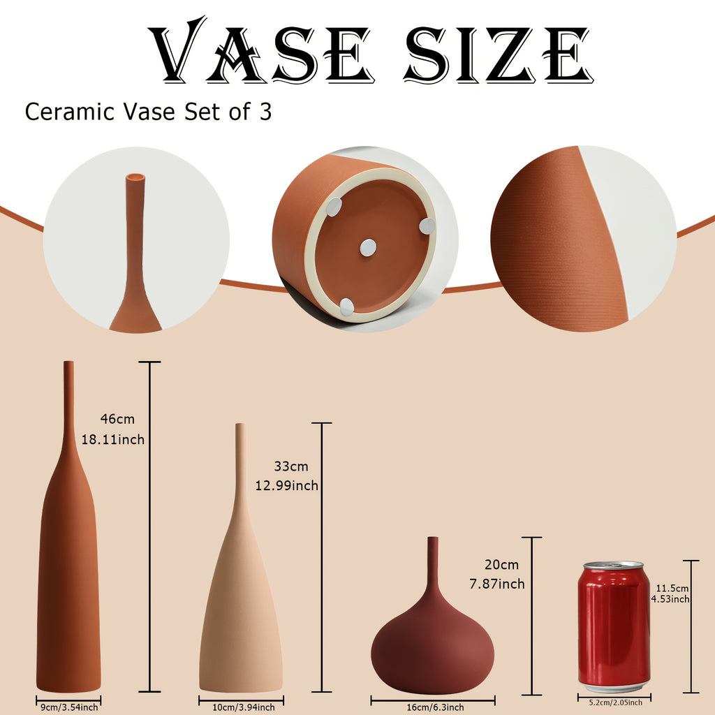 Smart Ceramic Flower Vase – tabletop floral display and modern home decor, Ceramic Vases Set of 3 Modern Boho Vases for Centerpiece Decor Matte, designed for American homes and practical gifting