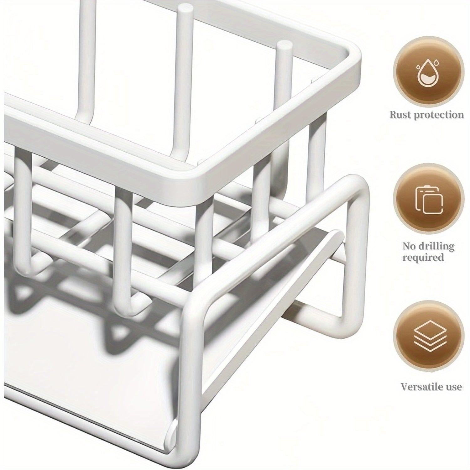 Stainless Steel Kitchen Sink Caddy With Drainage, 304 Stainless Steel Kitchen Sink, Sink Caddy With Drainage For Dishwashing Brush, Sponge, Soap And Scrubbing Accessories, Kitchen Accessories, Kitchen Organizers And Storage
