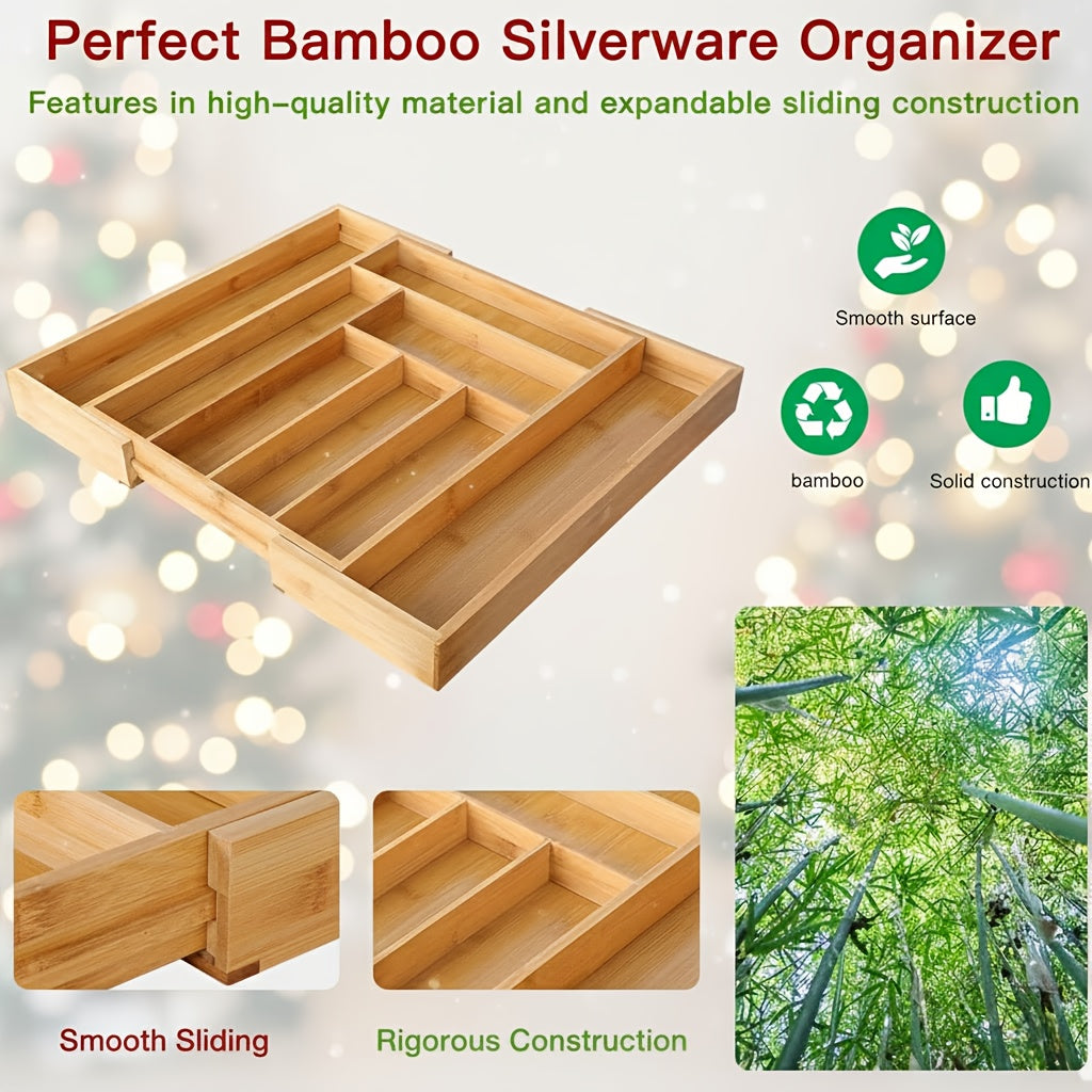 Smart Stackable Storage Drawer – smooth-access cabinet organization, Versatile Bamboo Expandable Drawer Organizer for Cutlery Adjustable Tray Wooden Drawer Dividers for Organizing, designed for American homes, daily convenience and practical gifting