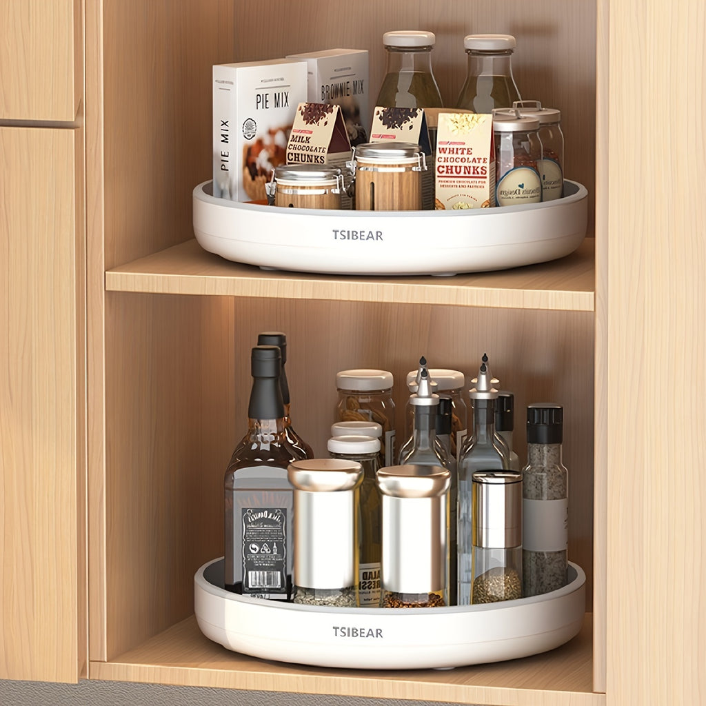 Premium Glass Spice Jar Set – clear reusable pantry storage, 360 Rotating Lazy Susan Turntable Organizer Non-Slip Spice Rack for Kitchen Cabinet Countertop Dining, designed for American homes, daily convenience and practical gifting