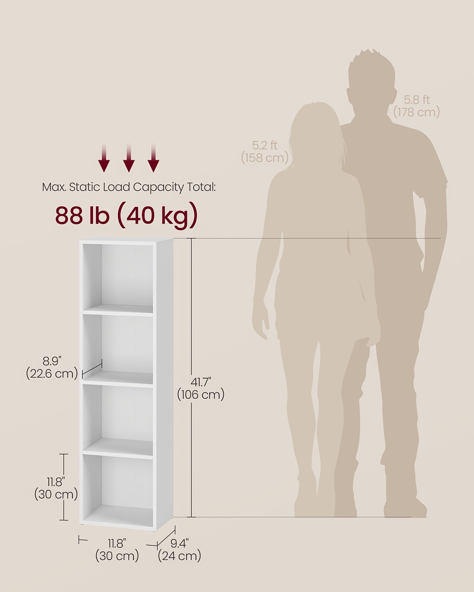 Bookshelf, 4-Tier Bookcase, Book Shelf, Open Storage Shelf, for Living Room, Home Office, Dining Room
