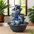 Ambient Home Decor – 1pc Resin Tabletop Fountain, Indoor Waterfall Fountains with LED Light - Plug, Realistic Rock Design for Soothing Ambiance in Bedrooms, Living Rooms, Offices Or Meditati