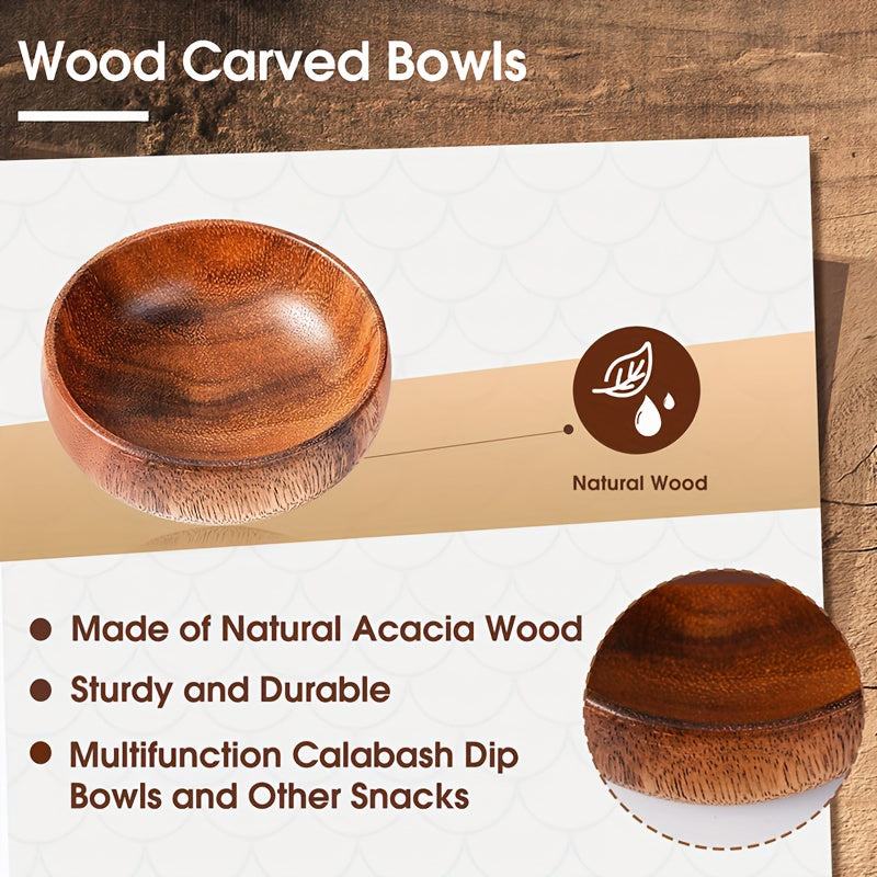 Modern 10/5pcs Home Storage Organizer – space-saving everyday organization, 10 5pcs Acacia Wooden Bowls Small Calabash Bowls Carved Calabash Dip Trays for Serving, designed for American homes, daily convenience and practical gifting