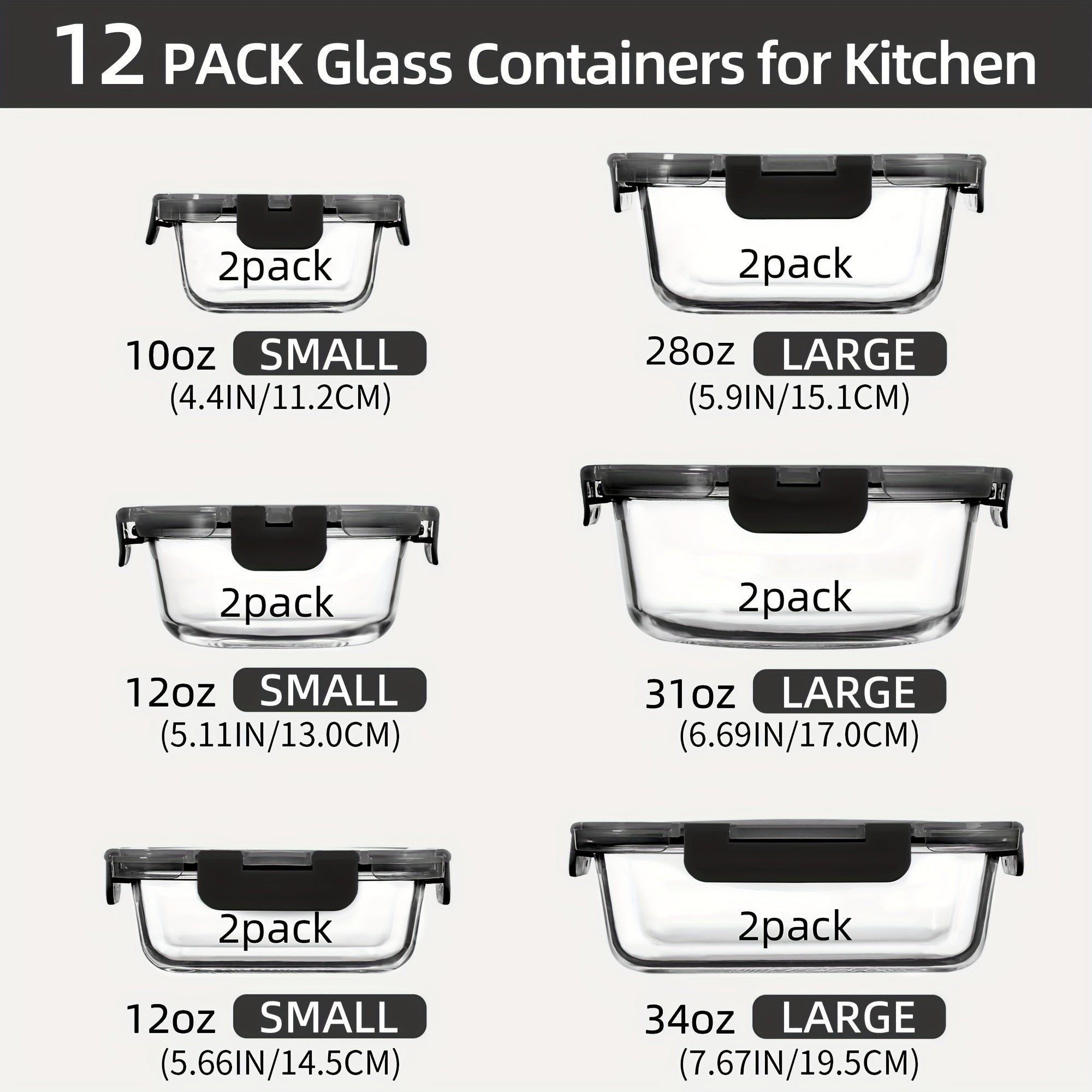 Space-Saving 12 Pack Glass Meal Prep Container Set – leak-resistant reusable meal prep, 12 Pack Glass Food Storage Containers Glass Meal Prep Containers With Airtight Lids Dishwasher, designed for American homes, daily convenience and practical gifti