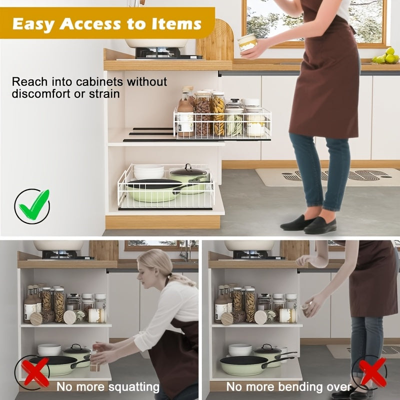 Premium 1/2pcs Stackable Storage Drawer – smooth-access cabinet organization, 1 2pcs Retractable Kitchen Drawer Style Storage Rack with Silent Slide Rail Adjustable Width, designed for American homes, daily convenience and practical gifting