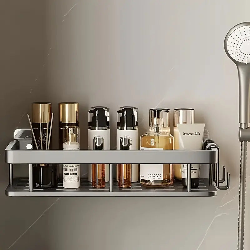 1/2/3pcs Metal Punch-free Bathroom Rack, Thickened, Easy to Install, Multi-piece Bathroom Rack, Punch-free Wall-mounted Storage Rack, Large-capacity Wall-mounted Black And Silvery Multi-function Storage Rack Suitable for Toilets And Bathrooms