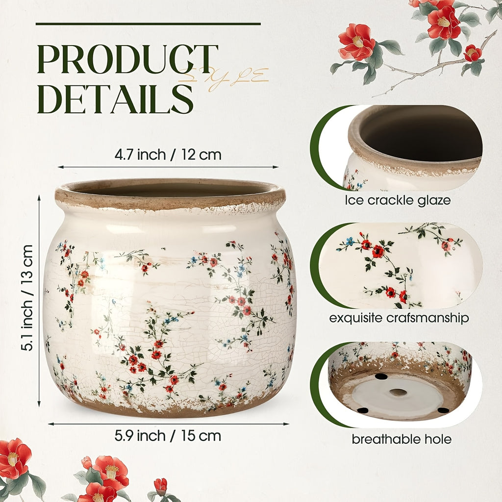 Space-Saving 2pcs Ceramic Flower Vase – tabletop floral display and modern home decor, Ninehaoou 2pcs Large Ceramic Suitable for Indoor Outdoor Use Vintage Beige Red, designed for American homes and practical gifting