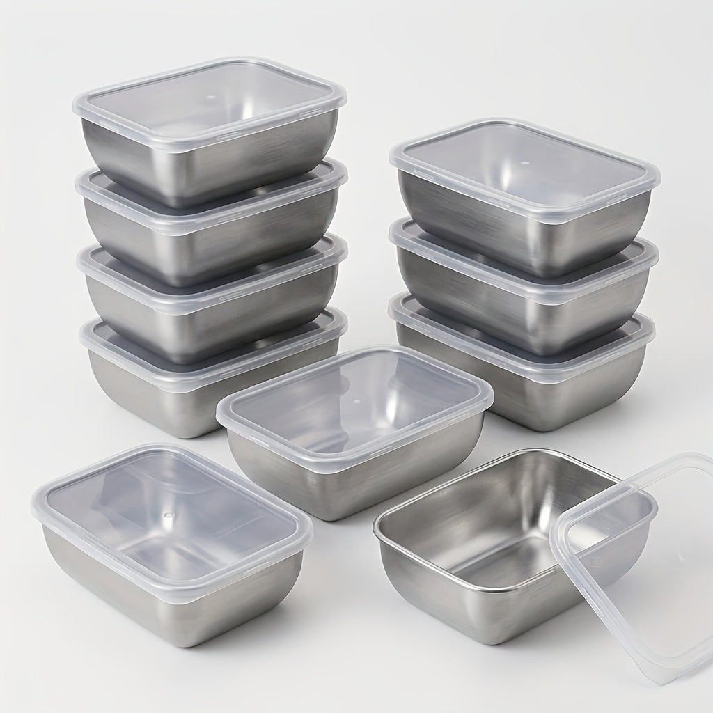 Easy-Access 10pcs Refrigerator Storage Organizer – easy-access fridge organization, 10pcs- Household Food Grade Fresh- Keeping Box Stainless Steel Fruit Box Bento Box Refrigerator, designed for American homes, daily convenience and practical gifting