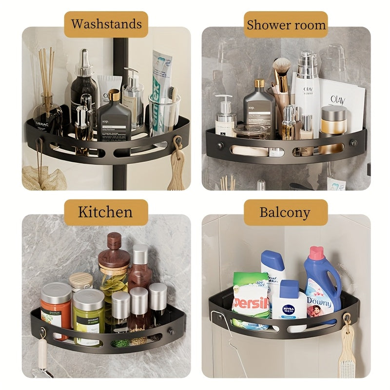 Bathroom Organizer – 2-Tier Corner Shower Caddy Organizer - Space-Saving, No-Drill Wall-Mounted Bathroom Storage Rack with Adhesive Mounts, Durable ABS Plastic, 2pcs Shower Shelves for Shamp