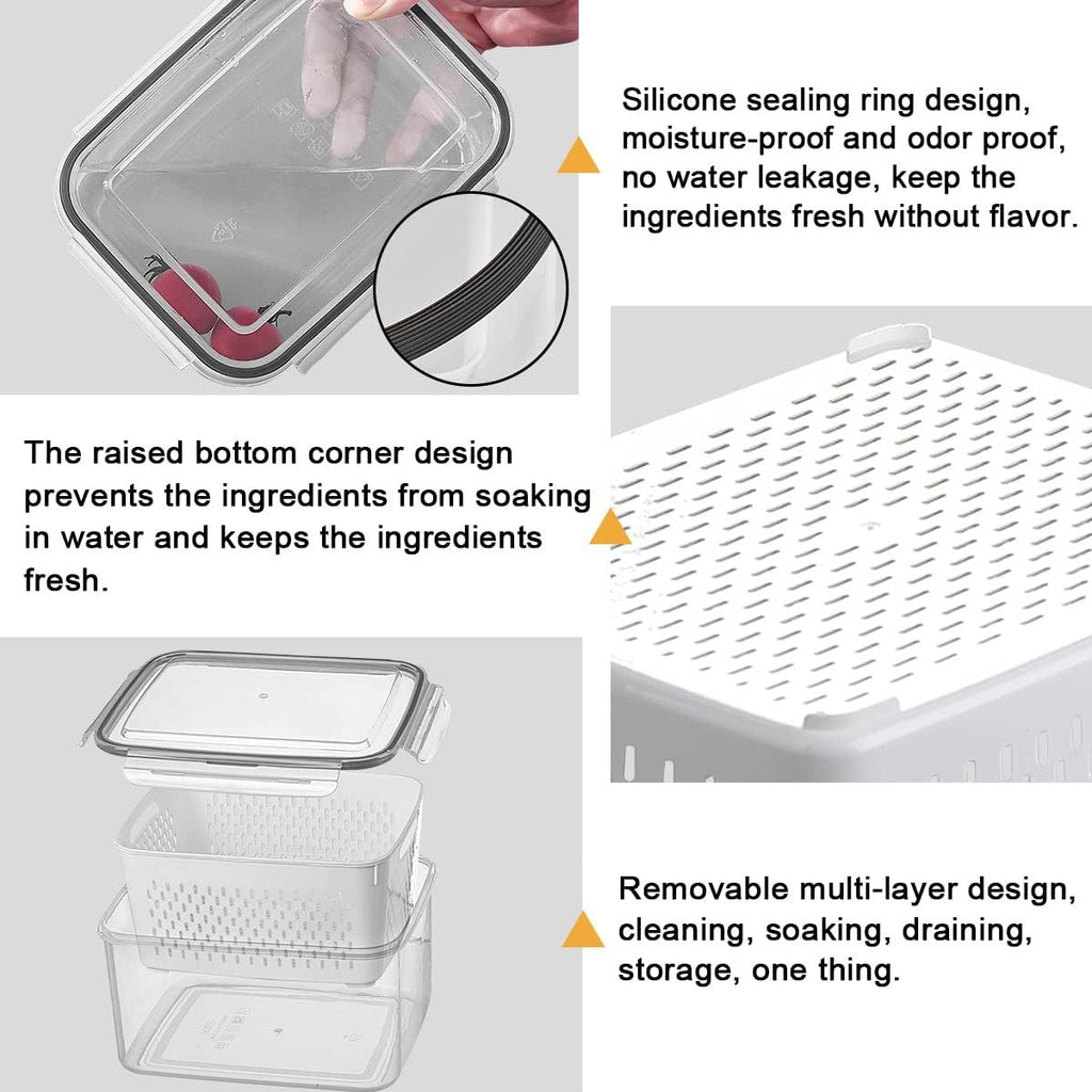 Easy-Access 6 Pack Refrigerator Storage Organizer – easy-access fridge organization, 6 Pack Fridge Food Storage Container Set with Lids with Strainer Plastic Fresh Produce, designed for American homes, daily convenience and practical gifting