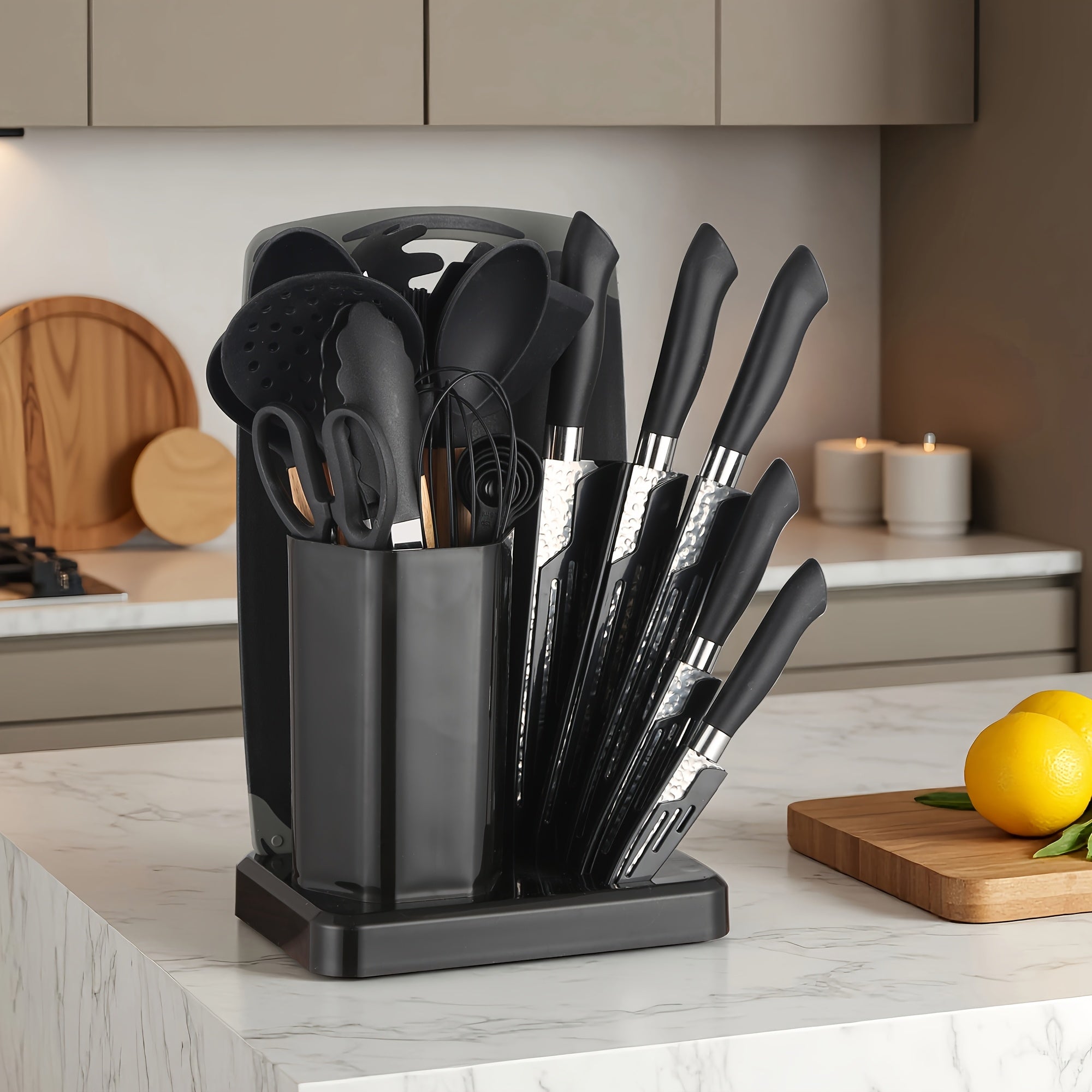 19pcs Silicone Kitchenware Knife Sets, Kitchen Accessories, Made Of Heat Resistant Food Grade Silicone And Wooden Handles Kitchen Gadgets Tools Set Nonstick Cookware, Perfect Easter & Mother's Day Gifts for Home Kitchen, Kitchen Gadgets Set