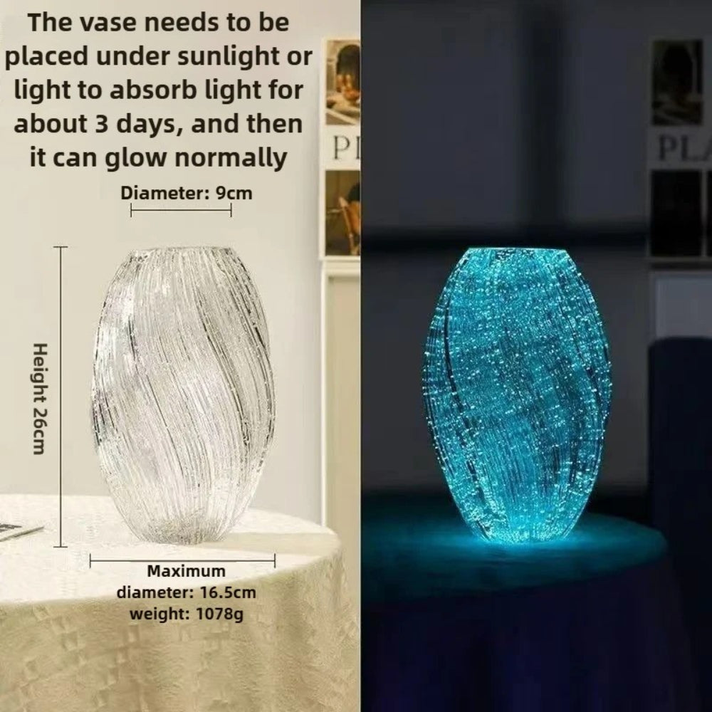 Versatile Decorative Flower Vase – tabletop floral display and modern home decor, Wave Mouth Vases Luminous Handmade Glass Flower Vase Desktop Ornaments Propagation Station Plant Holder, designed for American homes, daily convenience and practical gi