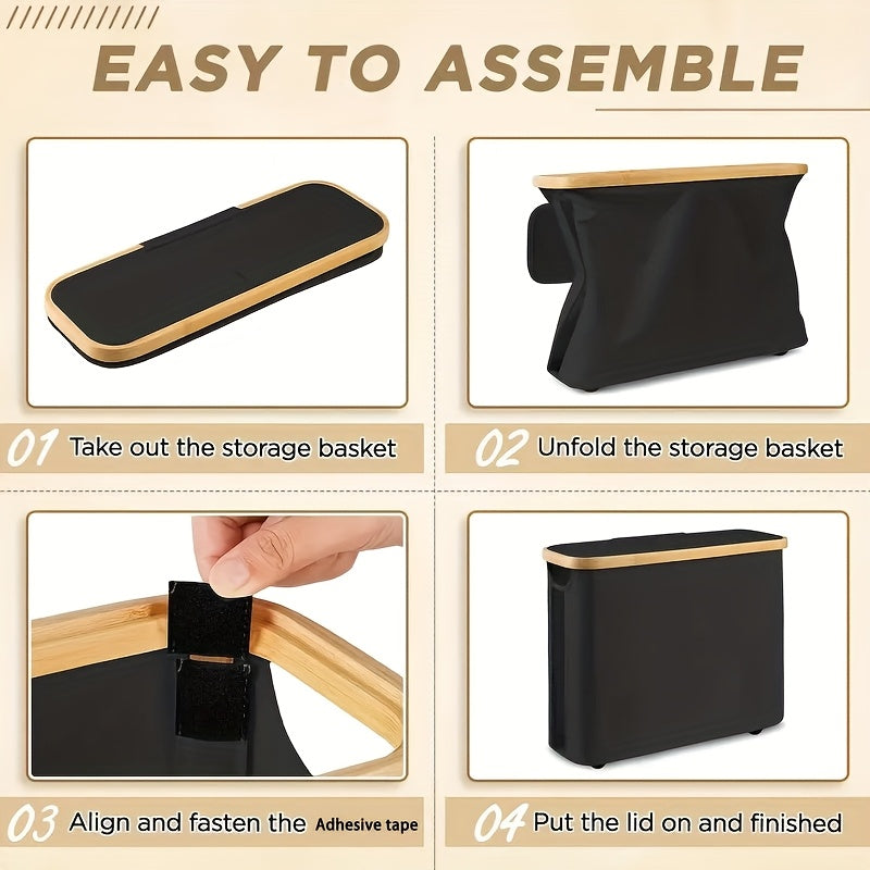 Smart Stackable Home Storage Bins – portable space-saving storage, Bamboo Toilet Paper Holder - Modern Bathroom Storage Cabinet Container Andkerchief Storage Box Laundry, designed for American homes, daily convenience and practical gifting