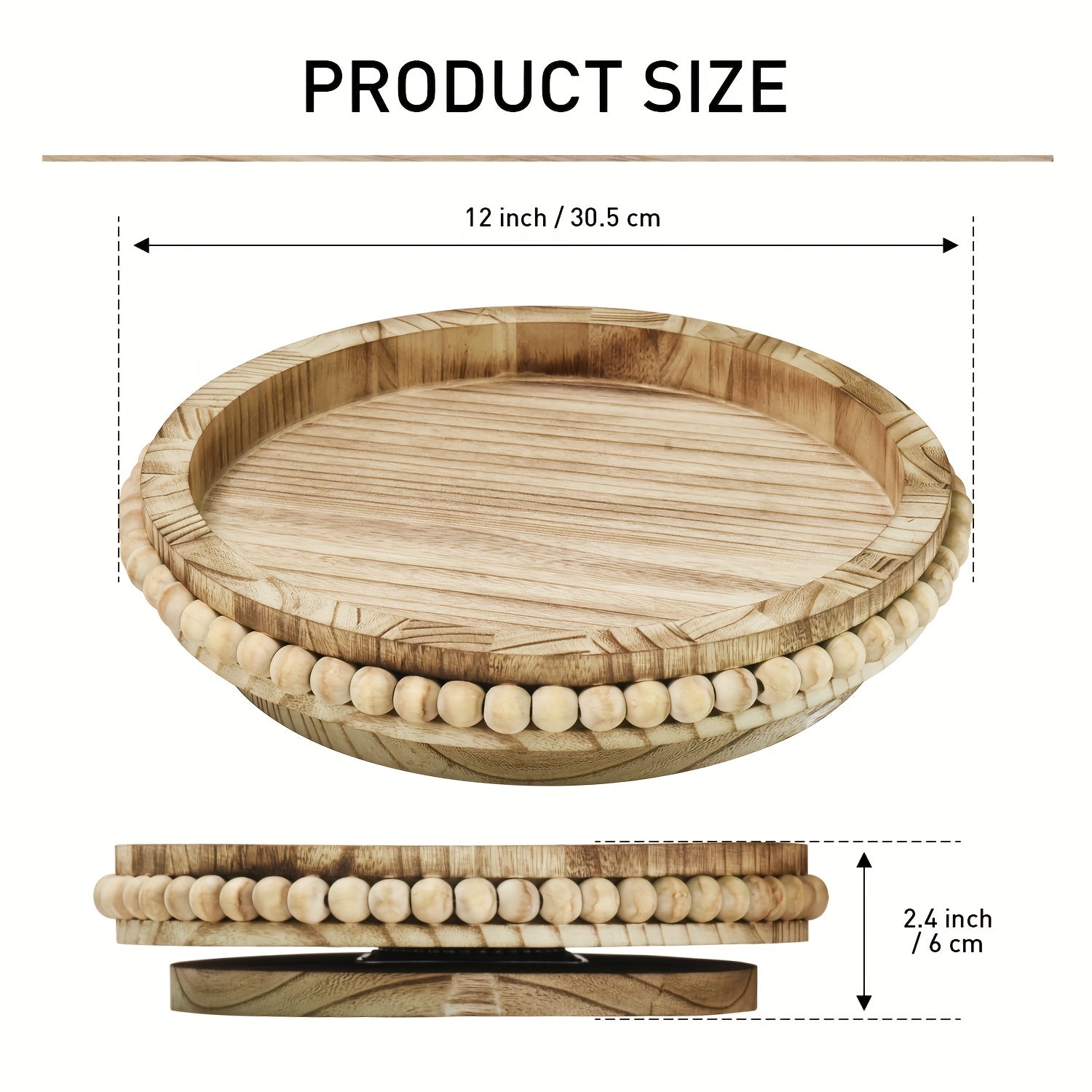 Kitchen Essential – Lazy Susan Turntable Organizer With Beads, 360 Degrees Rotating Display Stand For Spice Racks, Farmhouse Countertop Organizer For Bathroom, Kitchen, Bedroom, Livingroom,