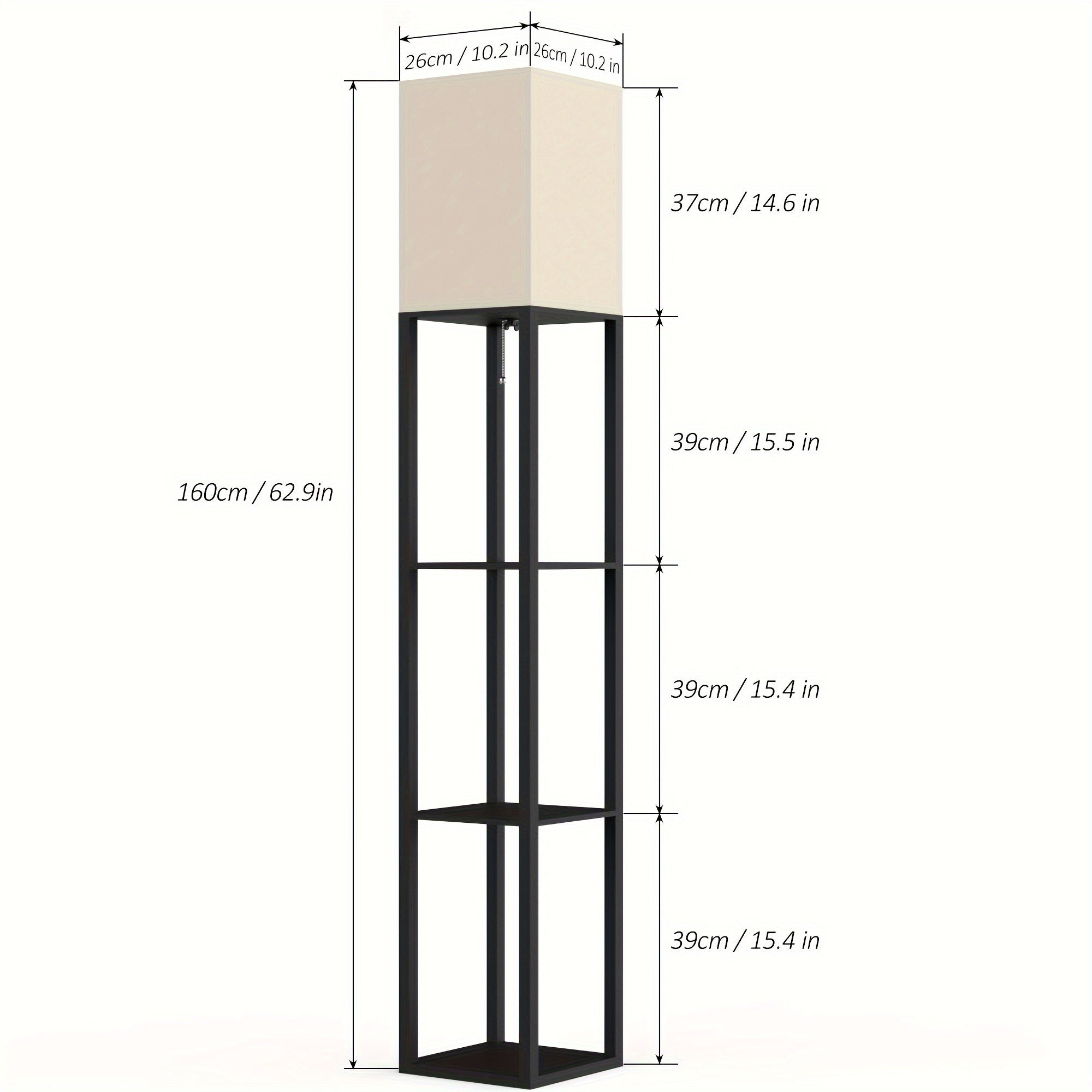 62.9" Column Floor Lamp with Shelves, Real Solid Wood And Bulb Included, Suitable for Halloween, Christmas And Other Holidays