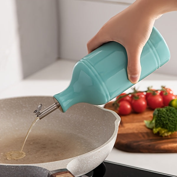 Sweejar Ceramic Olive Oil Dispenser Bottle, Opaque Oil Cruet Protects Oil to Reduce Oxidation, Suitable for Storage Oil, Vinegar, Coffee Syrups & Other Liquids, Pack of 1, 15.5 Fl Oz