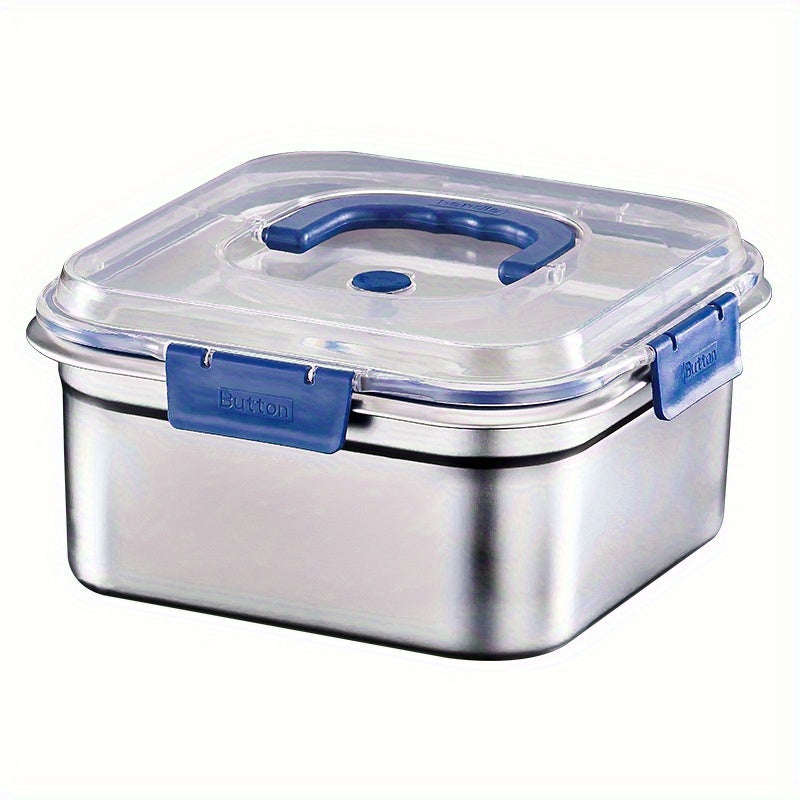 Smart Refrigerator Storage Organizer – easy-access fridge organization, Stainless Steel Food Container with Lid 60 87 Ounces with Blue Lid - Leak-proof, designed for American homes, daily convenience and practical gifting