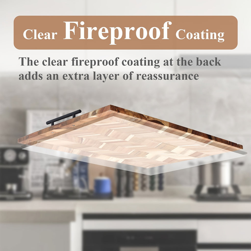 Acacia Wood Serving Tray Stovetop Cover with Handles - Stylish Kitchen Sink Protector for Gas and Electric Stoves, Polished Finish, Counter Space Saver, Durable and Easy to Clean, Stove Top Protectors