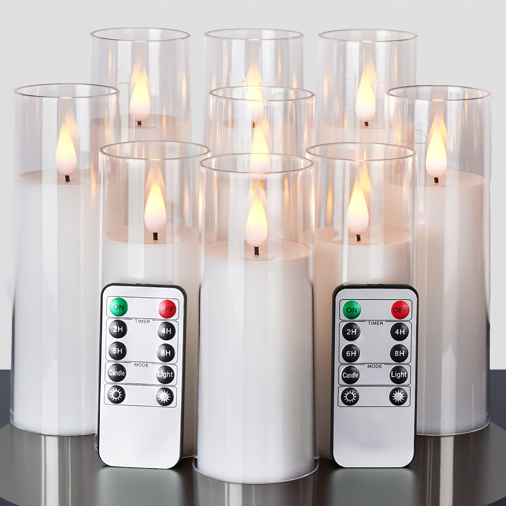 Smart 5/9pcs Decorative Home Lighting – warm functional room lighting, 5 9pcs Pure White Flameless Candles Battery-operated Candles With Remote Control And Timer Flickering, designed for American homes, daily convenience and practical gifting