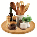1pc Bamboo Wood Lazy Susan Turntable Organizer, Wood Serving Tray for Kitchen, Turntable for Cabinet, Countertop, Table Or Pantry (11.8in/30cm)