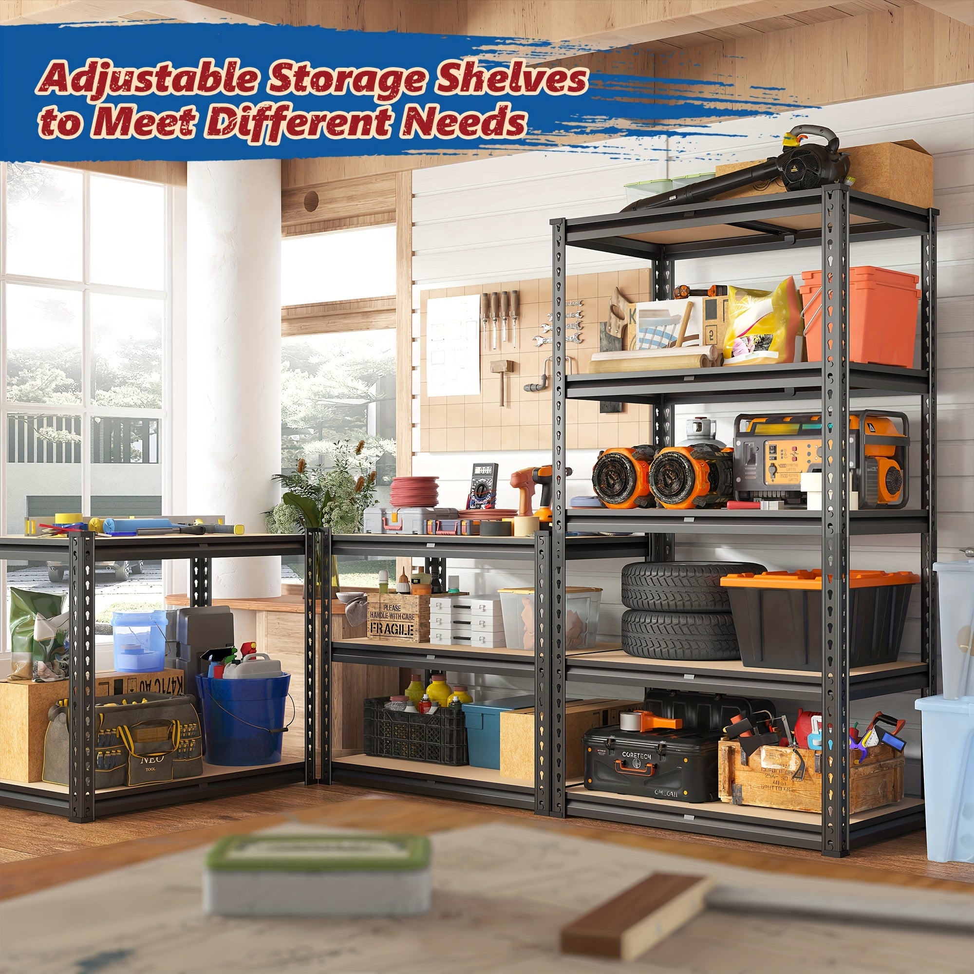 Space-Saving Adjustable Home Storage Rack – durable multi-purpose storage, Heavy-Duty Home Storage Shelf 60 H Five-Tier Storage Rack 2000LBS Capacity Adjustable Storage Shelf, designed for American homes, daily convenience and practical gifting