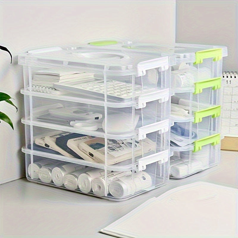 Easy-Access Stackable Storage Drawer – smooth-access cabinet organization, Stackable Large-capacity Transparent Plastic Storage Box With Lid And Handle Compartmentalized Drawer Design Ideal, designed for American homes, daily convenience and practica