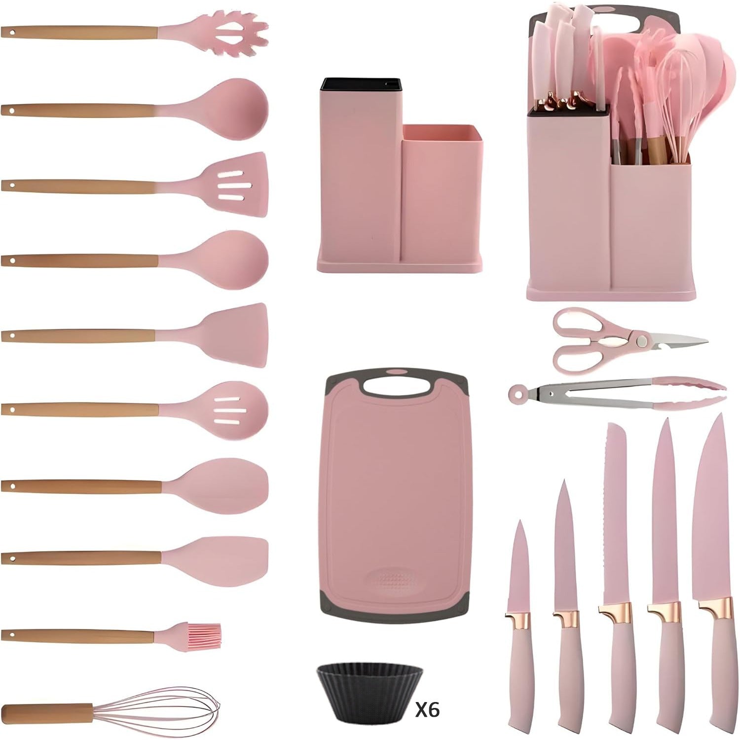 Kitchen Tools – 25pcs Kitchen Cooking Utensils And Knife Set with Block, Silicone Cooking Utensils
